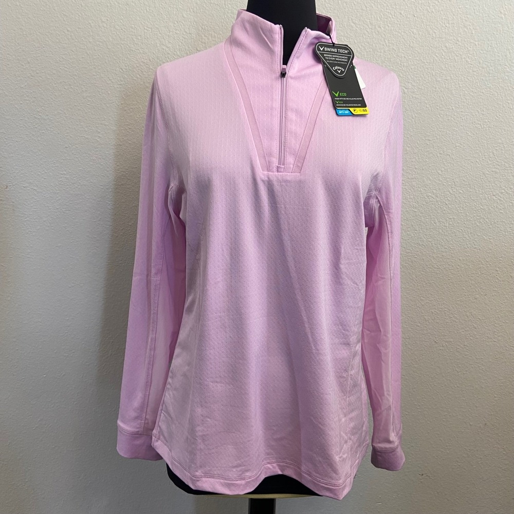 Callaway Womens Golf Pullover L Party‎ Pink Swing Tech Long Sleeve Shirt NWT